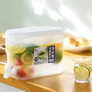 冷水筒 蛇口付き 冷茶ポット 麦茶ポット 3.5L 大容量 ピッチャー 冷蔵庫 ポット 冷茶ポット お茶 ポット 水差し 飲料水 ドリンクピッチャー 熱湯対応 耐熱 透明 耐久性 プラスチック 洗いやす