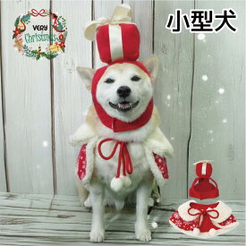 犬服 VERY クリスマスコスチューム プレゼントセット 小型犬 帽子＆ケープ セット 犬 クリスマス 服 コスプレ 仮装 なりきり プレゼントボックス 写真映え SNS映え 可愛い 冬 コスチューム お散歩 パーティー 撮影会 年賀状フォトにおすすめ