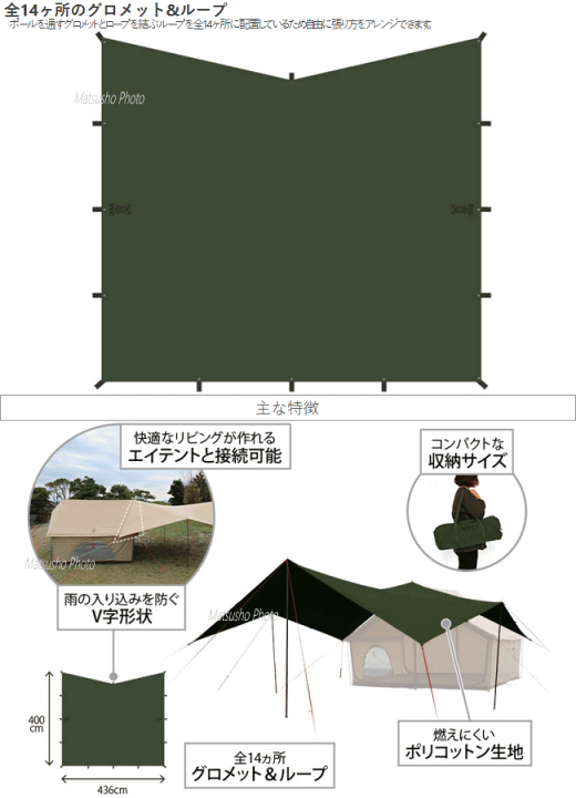 楽天市場】アウトドア キャンプ タープテント エイテント専用 タープ