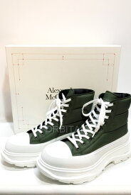 【中古】代官山)Alexander McQueen アレキサンダーマックイーン Tread Slick トレッドスリック 中綿キルティング スニーカー オリーブ 43