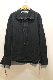【中古】経堂) ミドリカワ midorikawa ドット柄 ハーフジップシャツ MID18AW-SH02 ブラック サイズF メンズ 日本製