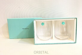 【中古】二子玉)ティファニー Tiffany & Co. 未使用 ペアタンブラーグラス 食器 ギフト ガラスコップ