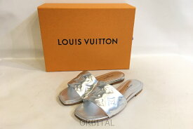 【中古】二子玉) Louis Vuitton ルイヴィトン 未使用 リバイバルライン モノグラムフラットサンダル シルバー レディース 35.5 23cm位