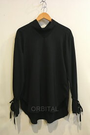 【中古】二子玉)UJOH ウジョー Bow Tie Shirt ボウタイシャツ ブラウス ウール 薄手 バックリボン ブラック 黒 レディース 2