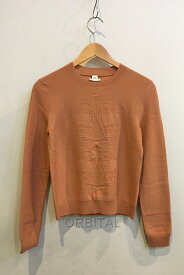 【中古】二子玉)HERMES エルメス ウールカシミヤクルーニット セーター サーモンピンク 長袖 丸首 レディース 34 国内正規 美品