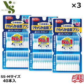 小林製薬 やわらか歯間ブラシ SS-Mサイズ お徳用 40本入 x3個セット 細いタイプ ゴムタイプ 歯間ブラシ 糸ようじ 歯間ようじ 歯周病対策 口臭予防