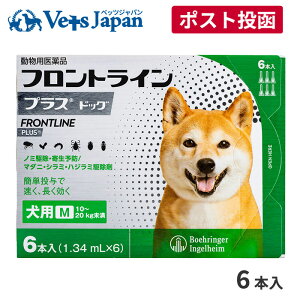 【メール便 送料無料】フロントラインプラス犬用 M(10〜20kg) 1箱6本入【動物用医薬品】【ノミ・ダニ・シラミ駆除】《宅急便と同梱不可》