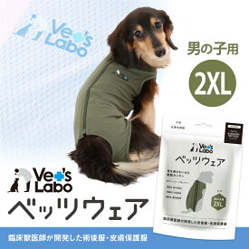 公式 犬用 ベッツウェア 男の子用 カーキ 2XL【Vet's Labo】犬用 皮膚保護服 術後服 術後衣 洋服 ウェア 速乾性 伸縮性 メッシュ素材 傷舐め 引っかき 抜け毛 防止 [F]