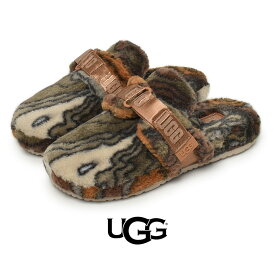 《今だけ！全品ポイントアップ中》アグ サンダル メンズ UGG フラッフイットカリトポ ふわふわ もこもこ ブランド ファー 靴 シューズ あったか 屋外 屋内外兼用 ルームスリッパ ルームサンダル ルームシューズ おしゃれ 総柄 マルチ 1134110 FLUFF IT