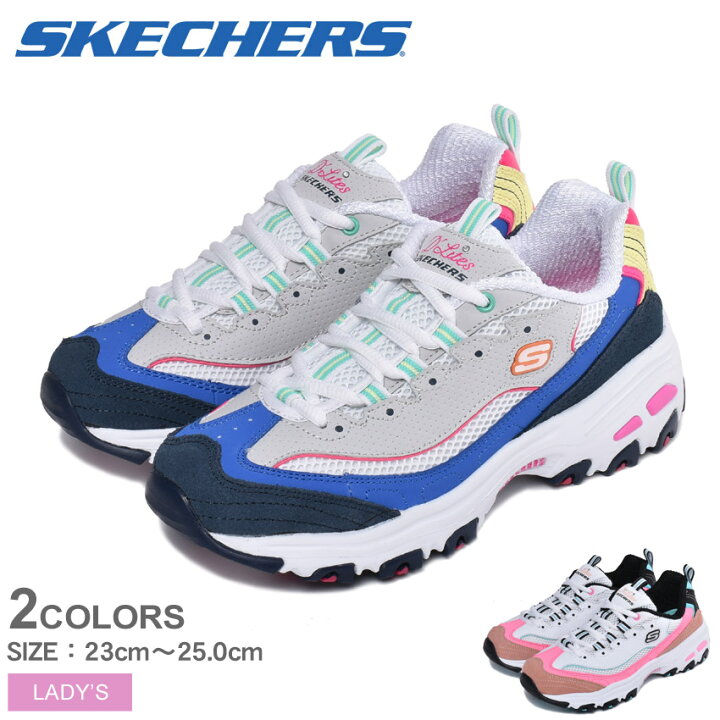 楽天市場 限定クーポン配布 スケッチャーズ スニーカー Skechers ディライト セカンドチャンス レディース ダッドスニーカー ダッドシューズ ボリュームソール カジュアル おしゃれ かわいい 厚底 ブルー ホワイト ピンク カラフル メッシュ Via Torino
