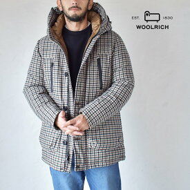 《今だけ！全品ポイントアップ中》ウールリッチ ジャケット メンズ WOOLRICH ウール アークティック パーカ トップス アウター 上着 ジャケット フード ジップアップ ダブルジップ ボタン 面ファスナー ロゴ カジュアル 撥水 はっ水 チェック柄 ブラウン 茶 ネイビー 紺