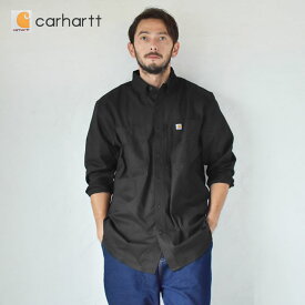 ＼5/25限定！最大全額ポイントバック★要エントリー／カーハート 長袖シャツ メンズ CARHARTT RUGGED WORKWEAR L/S SHIRT トップス ウエア 長袖 ブランド ストリート アウトドア シンプル カジュアル ロゴ 無地 ポケット ワークシャツ ボタンダウン ブラック 黒 102538