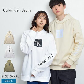 《20日限定！複数買いで最大P20倍》カルバンクラインジーンズ パーカー メンズ CALVIN KLEIN JEANS LS TRAVELING モノグラムロゴ P/O パーカー ロゴ マーク プリント ブランド 男性用 長袖 裏起毛 プルオーバー フード付き CK シンプル カジュアル おしゃれ 服 モノトーン 秋