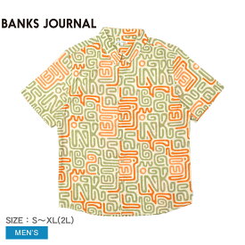 《今だけ！全品ポイントアップ中》【ゆうパケット配送】 バンクス ジャーナル 半袖シャツ メンズ BANKS JOURNAL MORA SHORT SLEEVE SHIRT トップス 半袖 シャツ プリント 羽織り 襟付き おしゃれ ブランド サーフ カジュアル 総柄 オレンジ カーキ ベージュ WSS0237