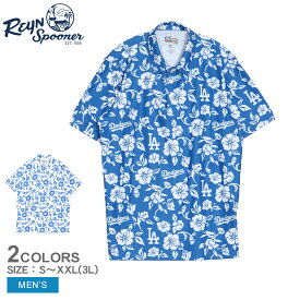 レインスプーナー 半袖シャツ メンズ REYN SPOONER ロサンゼルス ドジャース ゲームデー パフォーマンス ポロ MLB メジャーリーグベースボール ポロシャツ トップス シャツ ウェア ウエア 半袖 柄シャツ アロハシャツ 軽量 ストレッチ 吸湿