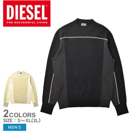 《今だけ！全品ポイントアップ中》ディーゼル セーター メンズ DIESEL トップス 長袖 ブランド シンプル ニット カジュアル ライン クルーネック 刺繍 ワンポイント ニット 人気 定番 おしゃれ ブラック 黒 ベージュ A04085 0WCAG K-WICHITA KNIT WEAR