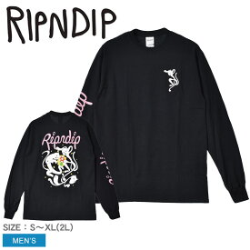 ＼抽選で最大全額ポイントバック／リップンディップ ロンT 長袖Tシャツ メンズ RIPNDIP THE MAGIC TOUCH LONG SLEEVE TEE ウエア トップス クルーネック ブランド ストリート カジュアル スケボー スポーツ スケート ロゴ アウトドア プリント 長袖 猫 ブラック RND8050