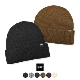 《今だけ！全品ポイントアップ中》【ゆうパケット配送】 ハフ ニット帽 メンズ レディース HUF ESSENTIALS USUAL BEANIE 帽子 ニットキャップ ロゴ カジュアル ストリート ビーニー ベーシック シンプル スケート スケボー ネイビー 紺 ブラウン 生成り ブラック 黒