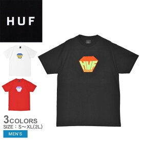 《10%処分クーポン》ハフ 半袖Tシャツ メンズ HUF BIG BLOCK S／S TEE ウエア トップス Tシャツ クルーネック 半袖 ストリート カジュアル シンプル スポーティ スケボー スケーター スケートボード プリント ブランド ロゴ おしゃれ レッド 赤 ホワイト 白