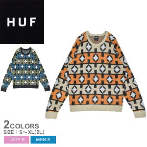 �n�t �Z�[�^�[ �����Y ���f�B�[�X HUF SPACE AGE CREWNECK SWEATER ���� �E�F�A �g�b�v�X �Z�[�^�[ �j�b�g�E�F�A �N���[�l�b�N �W���J�[�X�g���C�v�A�[�g���[�N �� �u�����h �J�W���A�� �X�g���[�g �X