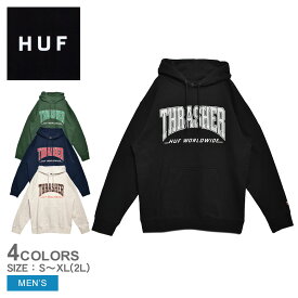 ハフ パーカー メンズ HUF BAYVIEW P/O HOODIE ウェア トップス フーディ 長袖 ストリート シンプル ロゴ プリント バックプリント 秋冬 ポケット あったかい 裏起毛 ブラック 黒 ネイビー 白 ホワイト アイボリー グリーン PF00563