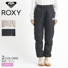 《限定クーポン配布》ロキシー パンツ レディース ROXY ROOTS PANT キルティング パンツ ウェア ウエア ボトムス ズボン 長ズボン キルト 防寒 暖かい UVカット ポケット 刺しゅう シンプル おしゃれ ロゴ サーフ スポーティ アイボリー 秋 冬 S M L ブラック