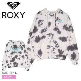 《今だけ！全品ポイントアップ中》ロキシー パーカー レディース ROXY BACK LOGO ZIP スウェット トップ 上着 羽織 長袖 トップス スエット 裏毛 タイダイ柄 タイダイ 総柄 フード サーフ ロゴ プリント 部屋着 ルームウェア おしゃれ 春 秋 冬 S M L グレー RZP234023