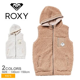 《20日限定！複数買いで最大P20倍》ロキシー ベスト キッズ ジュニア 子供 ROXY キッズ ボアベスト ブランド ウェア ロゴ シンプル カジュアル ストリート ジップアップ フード ボア おしゃれ 防寒 アウター レジャー 上着 親子 ベージュ ホワイト 白 TZP224082 MINI ROXY