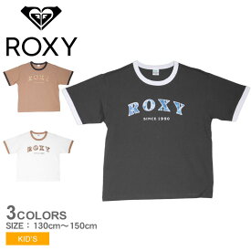 《今だけ！全品ポイントアップ中》【ゆうパケット配送】 ロキシー 半袖Tシャツ キッズ ジュニア 子供 ROXY MINI VINTAGE FLOWER LOGO Tシャツ トップス 半袖 Tシャツ カジュアル サーフ ロゴ クルーネック おしゃれ リンガーTシャツ 花柄 ホワイト 白 ブラック 黒