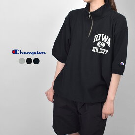 《20日限定！複数買いでポイント最大20倍》チャンピオン 半袖シャツ メンズ CHAMPION リバースウィーブ ハーフスリーブジップスウェットシャツ シャツ 半袖 ハーフジップ ファスナー ヘビーウェイト 10オンス 10oz ウエア トップス リラックスフィット ブランド シンプル