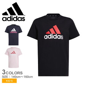 【ゆうパケット配送】 アディダス Tシャツ キッズ ジュニア 子供 半袖 adidas U BOS 2 トップス スポーツブランド プリント コットン 綿 スポーツウェア 男の子 女の子 ピンク ブラック 黒 ネイビー 紺 ECN72