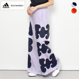 《今だけ！全品ポイントアップ中》アディダス ボトムス レディース ADIDAS マリメッコ ワイドレッグパンツ マリメッコ MARIMEKKO コラボ ウエア フレアパンツ レッグパンツ ズボン ブランド カジュアル 長ズボン おしゃれ フリース 裏起毛 ゆったり レッド 赤 オレンジ