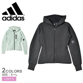 ＼5/25限定！最大全額Pバック／アディダス パーカー レディース ADIDAS ジップパーカー ポケット ミッションビクトリー スリムフィット フルジップ トップス 長袖 フード スウェット フリース 裏起毛 ジップパーカー 羽織 上着 スポーツ シンプル カジュアル 黒 ブラック