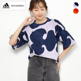 《20日限定！複数買いで最大P20倍》【ゆうパケット配送】アディダス Tシャツ レディース ADIDAS マリメッコ トップス カットソー 半袖 スポーツ 総柄 運動 定番 服 ウェア トレーニング ランニング カジュアル 北欧 テキスタイル コラボ ダブルネーム 部屋着 ルームウェア