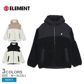 エレメント ボアジャケット メンズ ELEMENT BOA HOOD ジャケット トップス アウター ジャケット フーディ ジップアップ ボア フリース カジュアル シンプル ロゴ ストリート スケートボード ビッグシルエット 防寒 ベージュ ブラック 黒