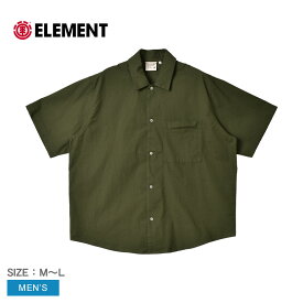 《20日限定！エントリー＆複数買いでポイント最大20倍》エレメント 半袖シャツ メンズ ELEMENT RLCXE SQUARE SHIRT アメカジ トップス ウェア シャツ 襟付き 衿付き 半袖 ポケット ゆったり ストリート カジュアル シンプル ミリタリー カーキ グリーン 緑 BD021120