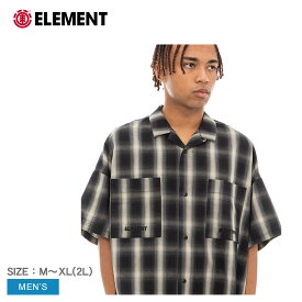 《今だけ！全品ポイントアップ中》エレメント 半袖シャツ メンズ ELEMENT BIG SKATE ONBRE 半袖シャツ アメカジ トップス ウェア シャツ チェック 襟付き 半袖 ポケット ゆったり ストリート カジュアル シンプル ホワイト 白 ブラック 黒 BD021126