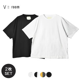 《今だけ！全品ポイントアップ中》ヴィルーム 半袖Tシャツ メンズ VROOM 2パック ルーズ クルー トップス ウェア ウエア ブランド ヴイルーム ブイルーム シンプル 無地 2枚セット 2枚入り パックTシャツ カジュアル クルーネック ショートスリーブ カットソー 薄手 薄め