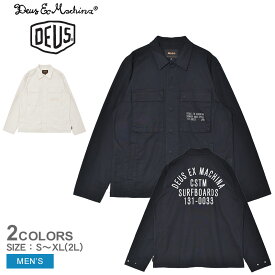 デウス エクス マキナ シャツジャケット メンズ DEUS EX MACHINA TOMMY POPLIN SURF SHIRT ウェア トップス 長袖 シャツ アウター ジャケット カジュアル シンプル おしゃれ ポケット ボタン バックプリント ホワイト 白 ブラック 黒