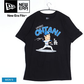 ニューエラ 半袖Tシャツ メンズ NEW ERA 大谷翔平Tシャツ アメカジ ストリート クルーネック 半袖 トップス ブランド 野球 ベースボール カジュアル シンプル MLB ウェア プリント スポーティ ロサンゼルス・ドジャース ブラック 黒