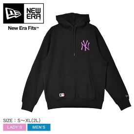 ニューエラ パーカー メンズ レディース NEW ERA N.Y.YANKEES LEAGUE ESS. HOOD NEW YORK YANKEES ニューヨーク・ヤンキース フーディ プルオーバー オーバーサイズ カジュアル MLB シンプル 長袖 刺繍 ロゴ ユニセックス ブラック