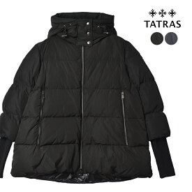 《今だけ！全品ポイントアップ中》タトラス ダウンジャケット レディース TATRAS アザラ アウター ダウン ジャケット フェザー ブランド シンプル Aライン ショート ショート丈 カジュアル 上着 防寒性 防寒 保温 通勤 おしゃれ フード ドローコード ブラック 黒 ネイビー