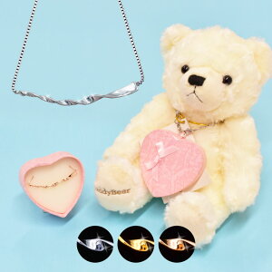 《半額処分クーポン》アンリエッテ アクセサリー レディース Anliette ネックレス プレゼント ぬいぐるみ付き テディベア くま 箱付き ハート クリスマス ホワイトデー 誕生日プレゼント シン