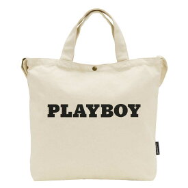 【SALE】 トートバッグ PLAYBOY プレイボーイ 2WAY トート ショルダー ショルダーベルト付き コットン キャンバス 綿 A4 B4 バッグ 通学 通勤 旅行 おしゃれ 人気 シンプル 男女兼用 ブラック