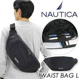 【2024新作】 NAUTICA ノーティカ ウエストバッグ メンズ レディース ユニセックス ボディバッグ ウエスト ボディ バッグ カバン ウエストポーチ ヒップバッグ ヒップポーチ サブバッグ 大きい アウトドア 男性 旅行 通勤 通学 黒バッグ ブラック 黒 ナイロン B5 370-7011