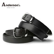 アンダーソンズ ベルト レザーベルト プンターレ グレインレザー メタルチップ しぼ革 イタリア製 紳士用…