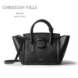 クリスチャンヴィラ トートバッグ ショルダーバッグ ハンドバッグ　小さめ 2WAY 肩掛け スムースレザー 本革 CHRISTIAN VILLA イタリア製 おしゃれ かわいい ブランド レディース 【レビュー】