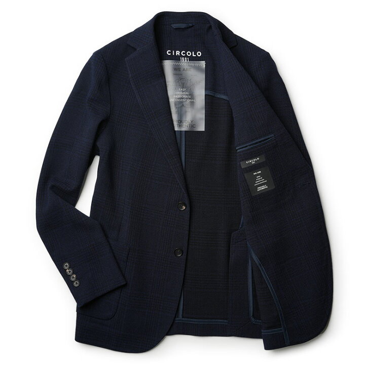 楽天市場】チルコロ ジャケット グレンチェック ウール ストレッチ 紺  