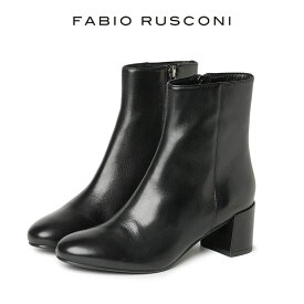ファビオルスコーニ ブーツ ショートブーツ イタリア製 FABIO RUSCONI NELA455 ファビオ ルスコーニ チャンキーヒール サイドジップ 革靴 レディース 小さいサイズ 大きいサイズ 39【送料無料】【レビュー】 シューズ