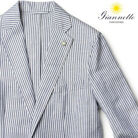 ジャンネット ジャケット シャツジャケット 2024SS 春夏 ストライプ ヒッコリー リネン コットン Giannetto CORALLO JACKET イタリア製 メンズ【送料無料】【レビュー】